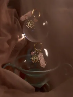 Divine Sun-Moon Hoops - Rose Quartz/Pink