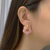 Donut Hoops with Flower Charm - Pink
