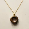 Donut Stone Necklace, Gold - Tiger Eye
