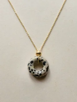 Donut Stone Necklace, Gold - Polka Dot