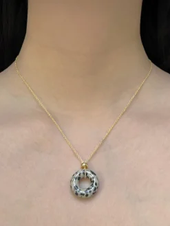 Donut Stone Necklace, Gold - Polka Dot