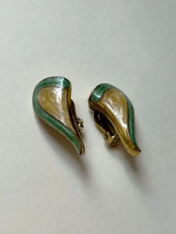 Ear-shaped Enamel Clip-Ons (Vintage)