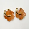 Easy Hoops With Flower Charm - Orange