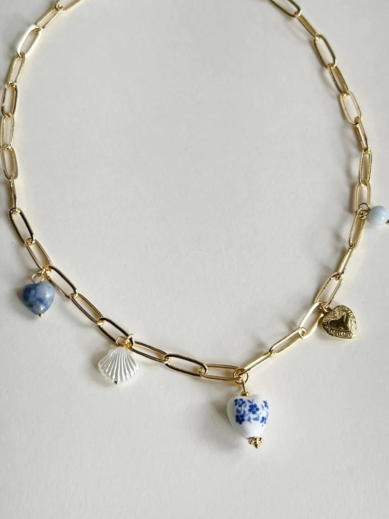 Eclectic Charm Necklace - Blue Heart Ceramic