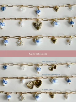 Eclectic Charm Necklace - Blue Heart Ceramic
