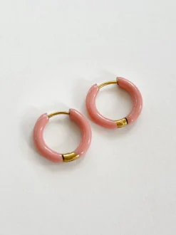 Enamel Baby Hoops - Baby Pink