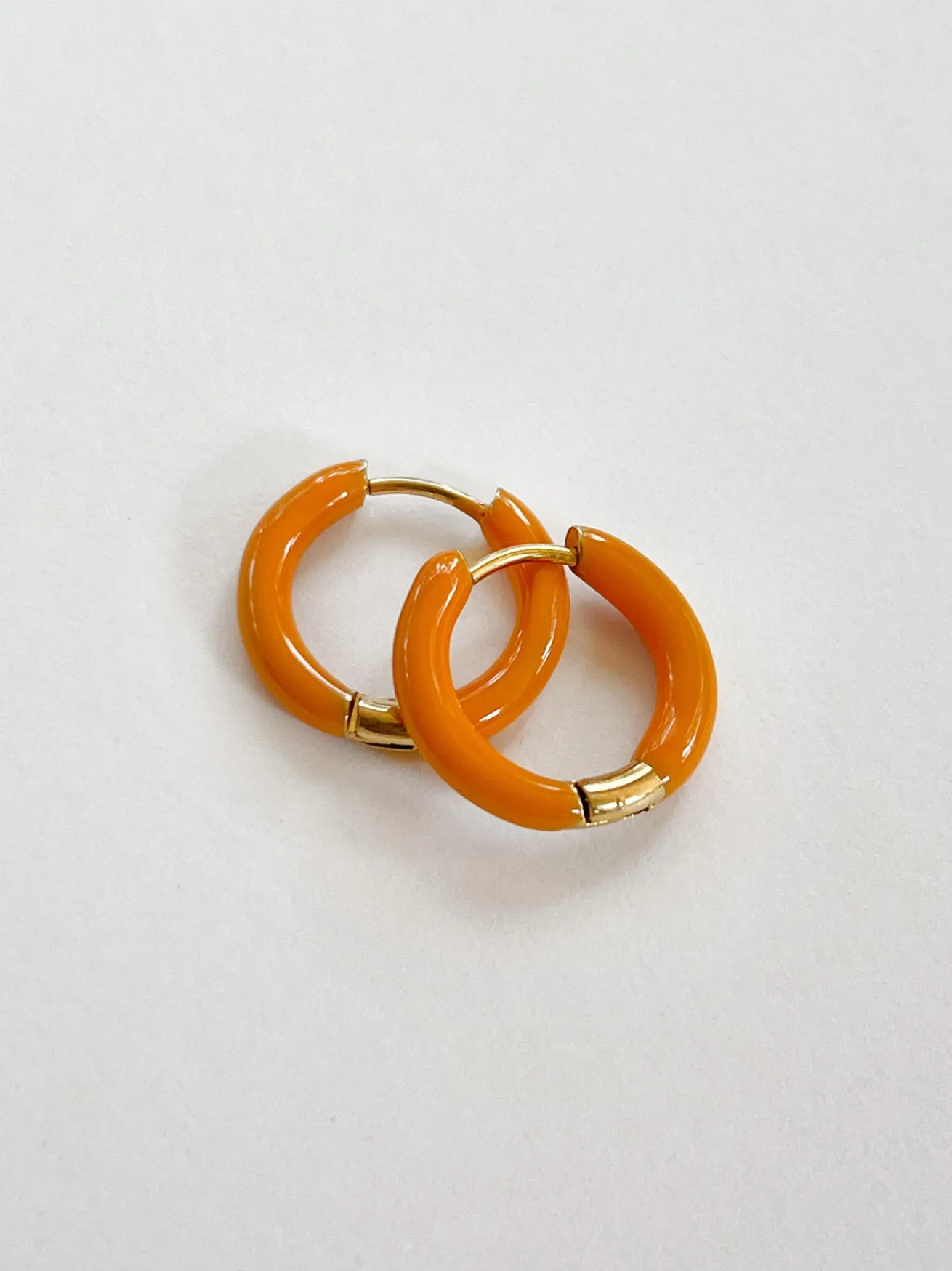 Enamel Baby Hoops - Orange