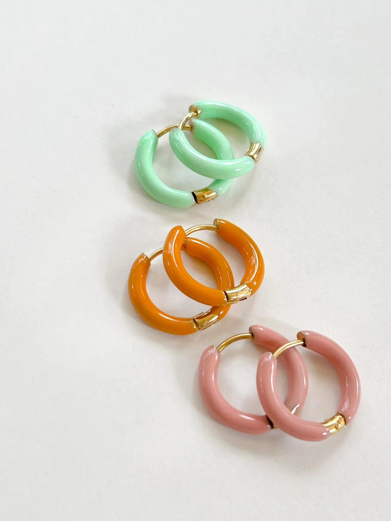 Enamel Baby Hoops - Orange