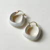 Enamel Chunky Little Hoops - White