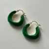 Enamel Chunky Little Hoops - Green