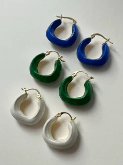 Enamel Chunky Little Hoops - Green