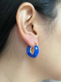 Enamel Chunky Little Hoops - Green