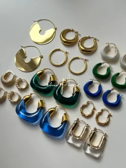 Enamel Chunky Little Hoops - Blue