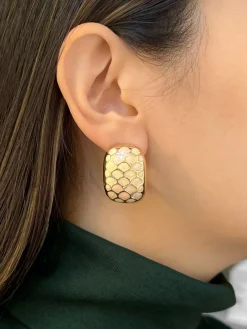 Enamel Milky Honeycomb Clip-Ons (Vintage)