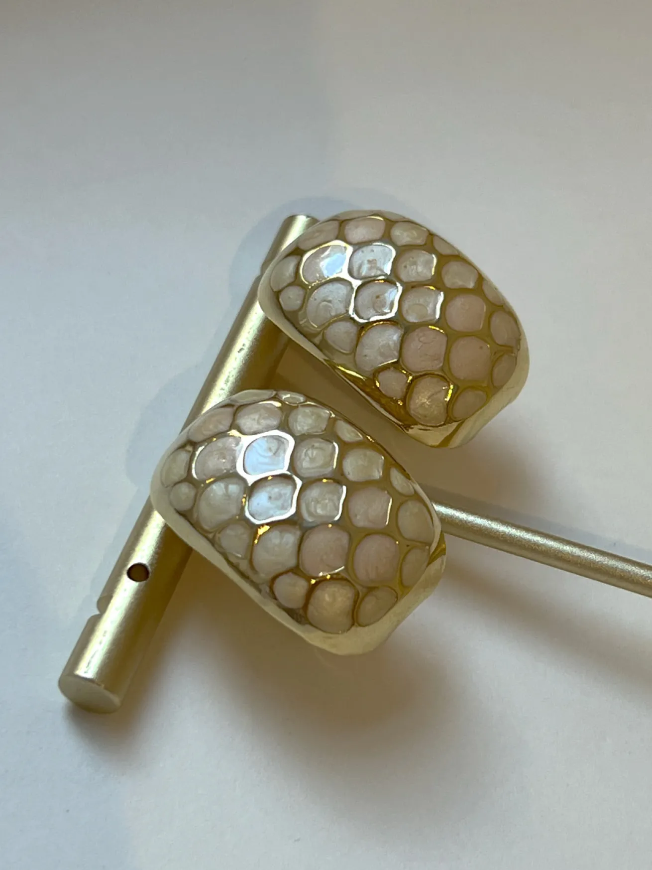 Enamel Milky Honeycomb Clip-Ons (Vintage)