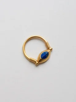 Eye of Horus Matte Gold Ring - Blue Stone