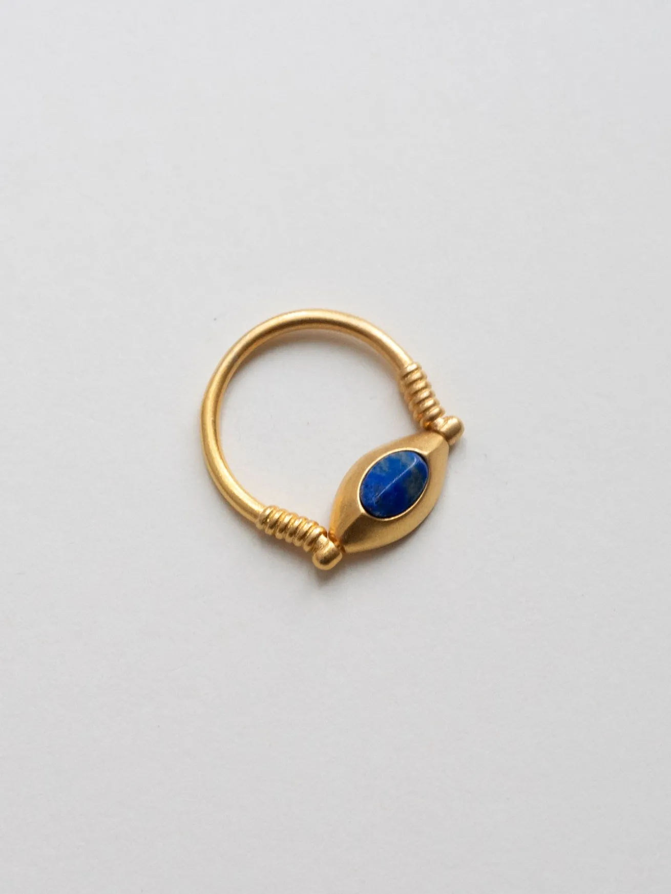 Eye of Horus Matte Gold Ring - Blue Stone