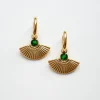Flight Of Horus Hoop Earrings With Emerald Gemstones