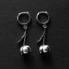 Flower Dangle Huggies - Silver