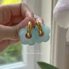 Flower Donut Hoops - Marbled Matte Blue