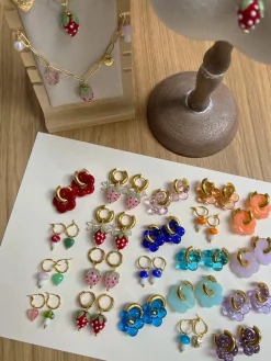 Flower Donut Hoops - Marbled Peach