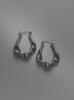Fluid Waves Hoops - Silver
