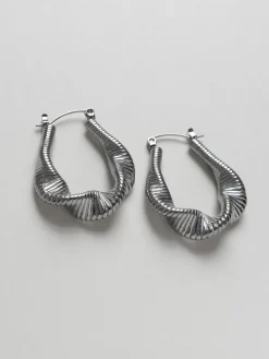 Fluid Waves Hoops - Silver