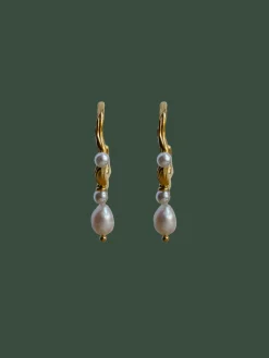 Fluidity Inlaid-Pearl Earrings
