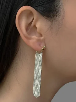 Fluidity Silver Chain Earrings - Long
