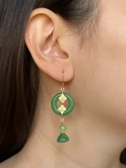 Fortune Green Jade Earrings