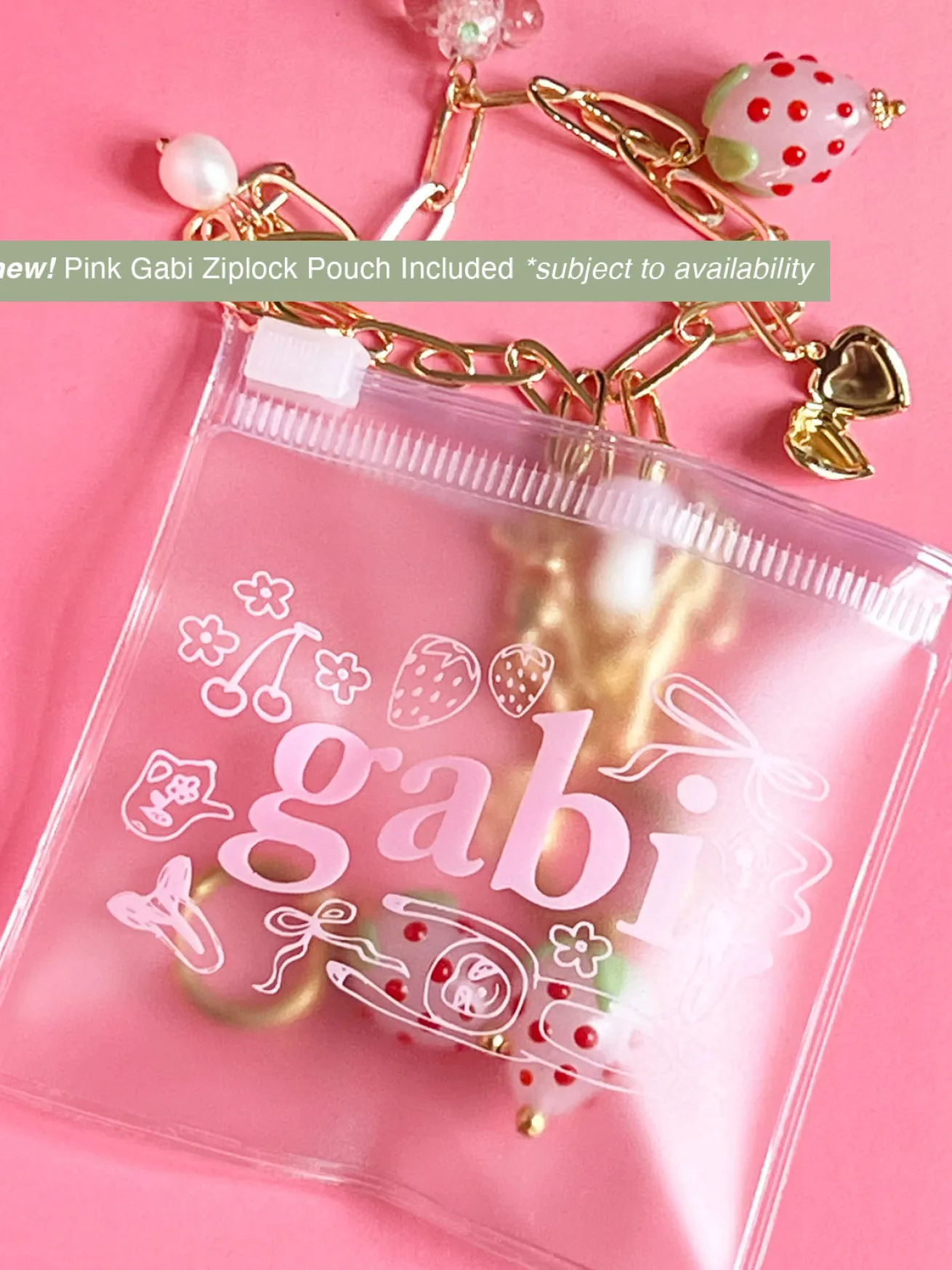 Fruits & Veggies Heart Locket Charm Necklace - Pink Strawberry, Bok Choy & Glass Flowers