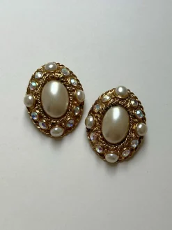 Gemstone and Pearl-encrusted Clip-Ons (Vintage)
