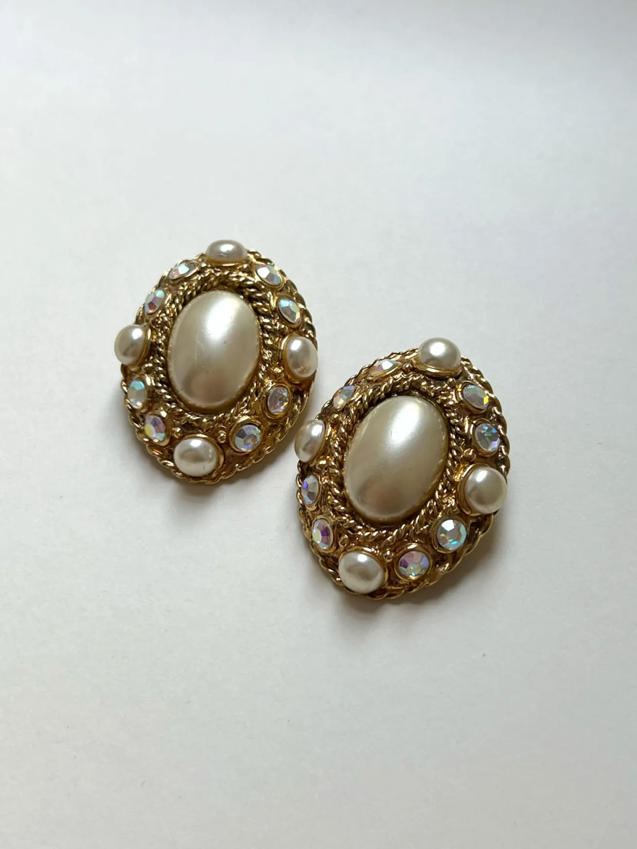 Gemstone and Pearl-encrusted Clip-Ons (Vintage)