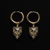 Glass Carved Cat Hoops - Clear