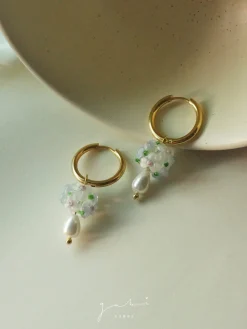 Glass Flower Bouquet Hoop Earrings
