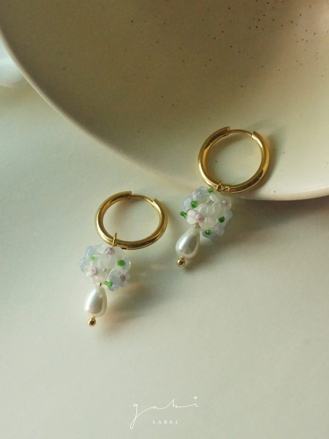 Glass Flower Bouquet Hoop Earrings