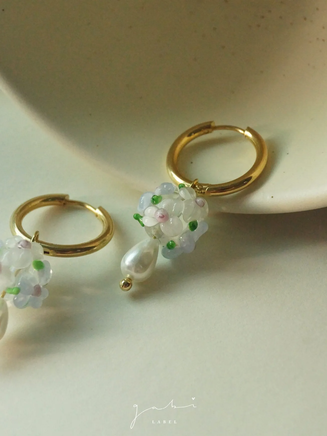Glass Flower Bouquet Hoop Earrings