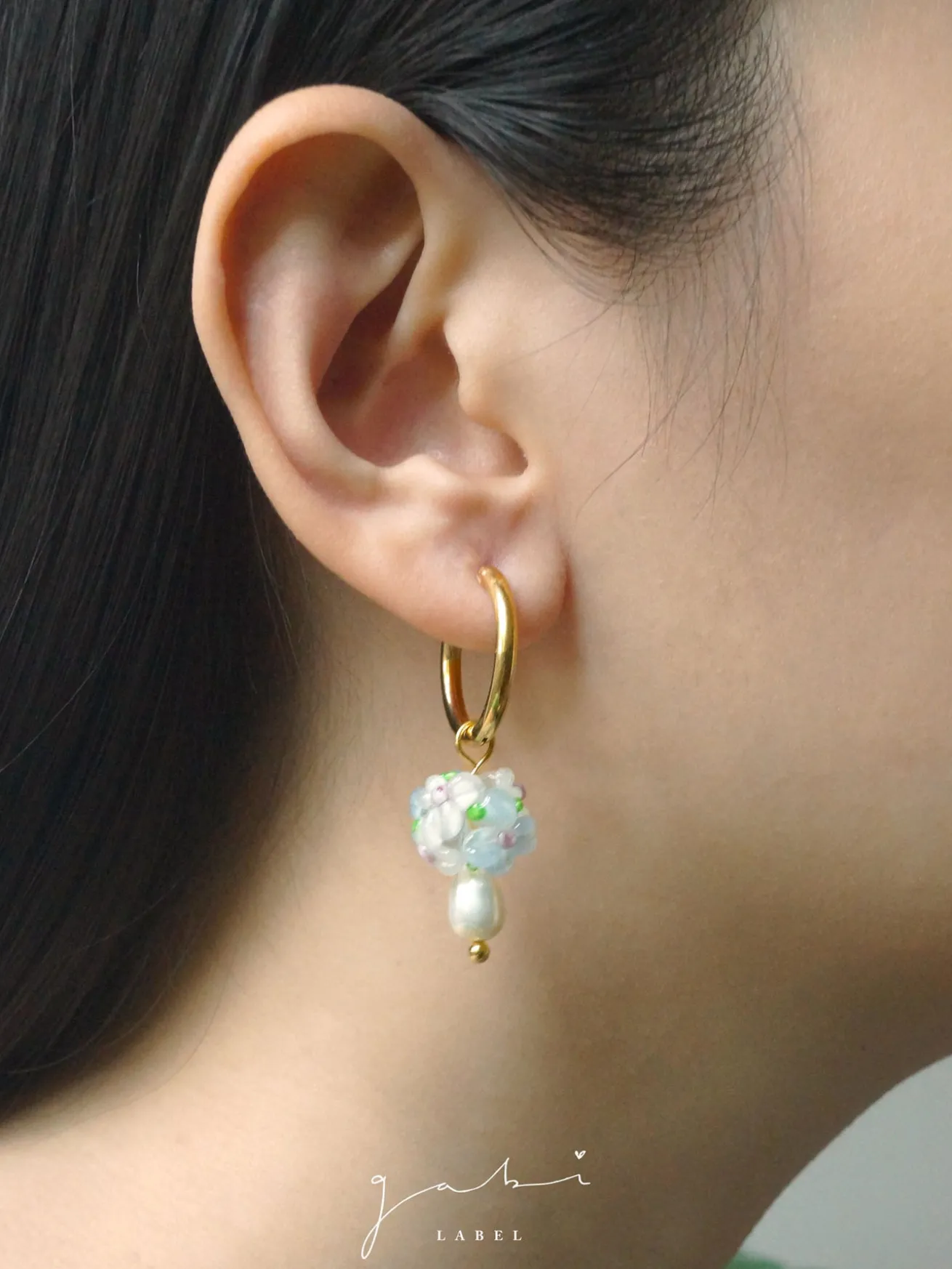 Glass Flower Bouquet Hoop Earrings