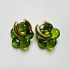Glass Flower Donut Hoops - Pistachio Green