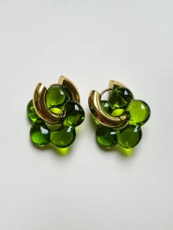 Glass Flower Donut Hoops - Pistachio Green