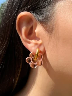 Glass Flower Donut Hoops - Peach