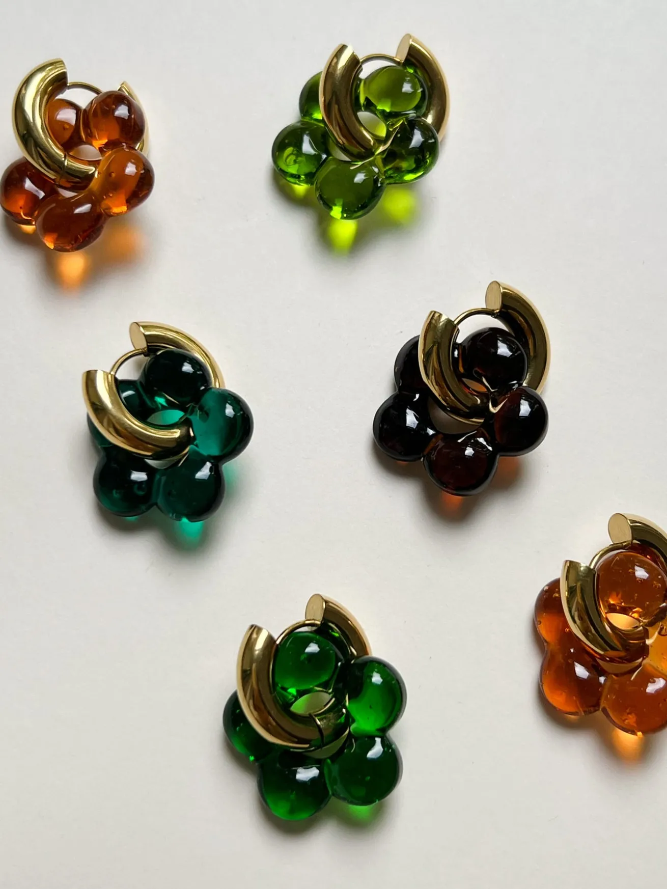 Glass Flower Donut Hoops - Orange