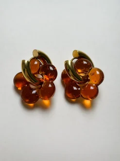 Glass Flower Donut Hoops - Orange
