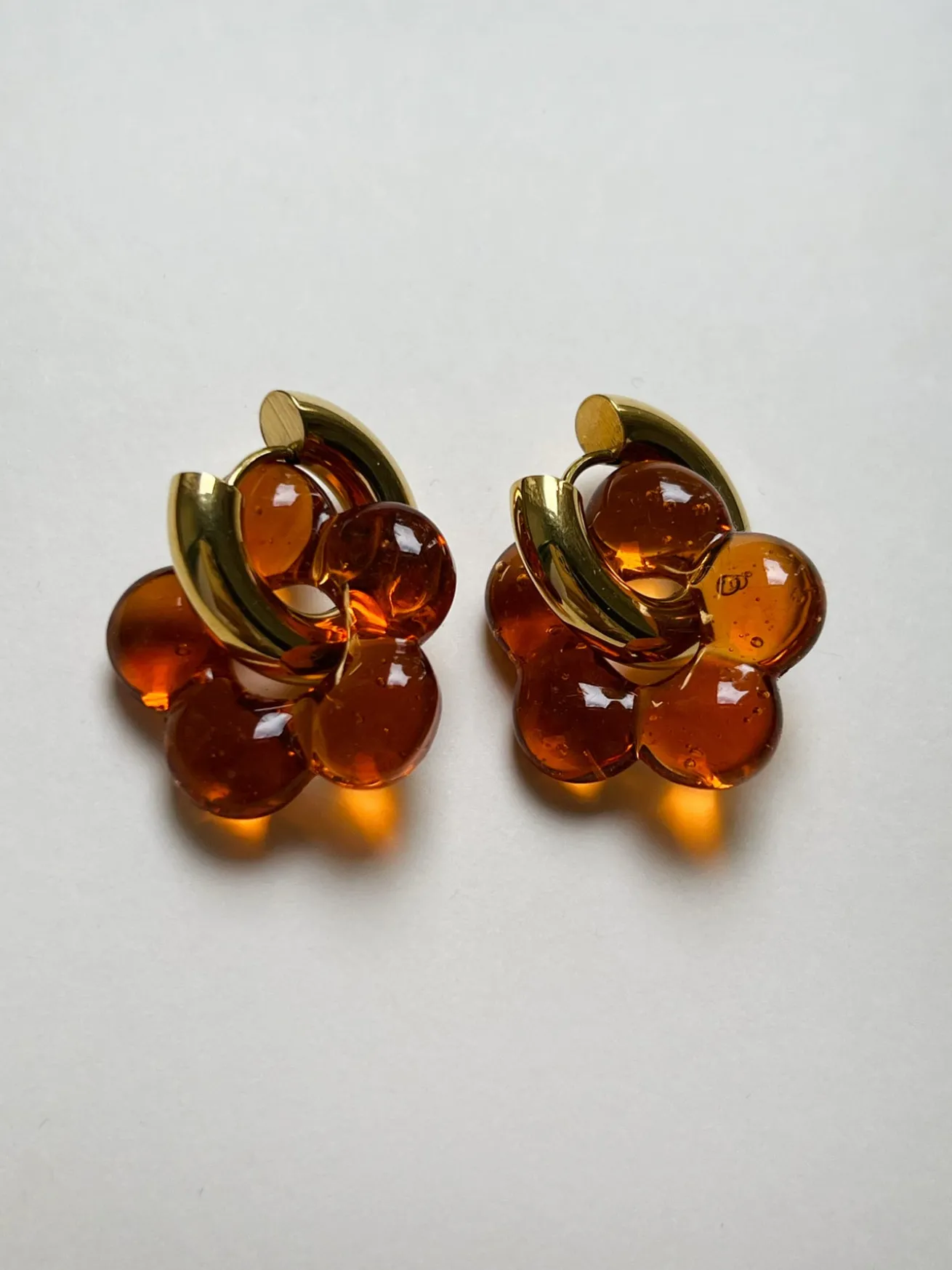 Glass Flower Donut Hoops - Orange