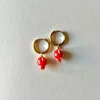Glass Strawberry Hoop Earrings