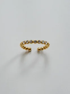 Globular Ring With Gemstone - Clear