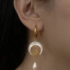 Goddess of Moon and Stars Hoop Earrings