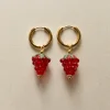 Gold Hoops - Mini Glass Raspberry