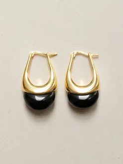 Gold Lucite Hoops - Black