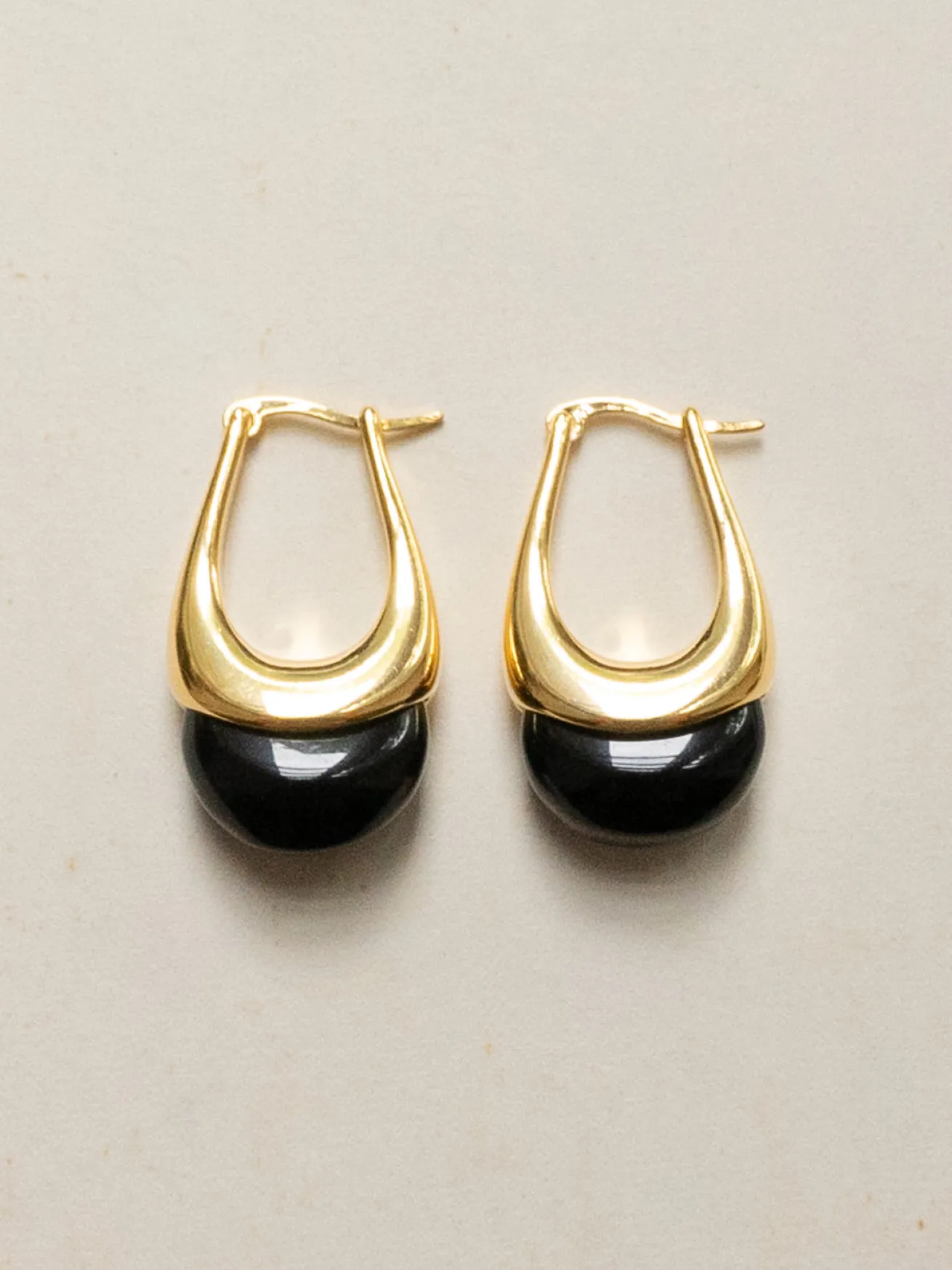 Gold Lucite Hoops - Black